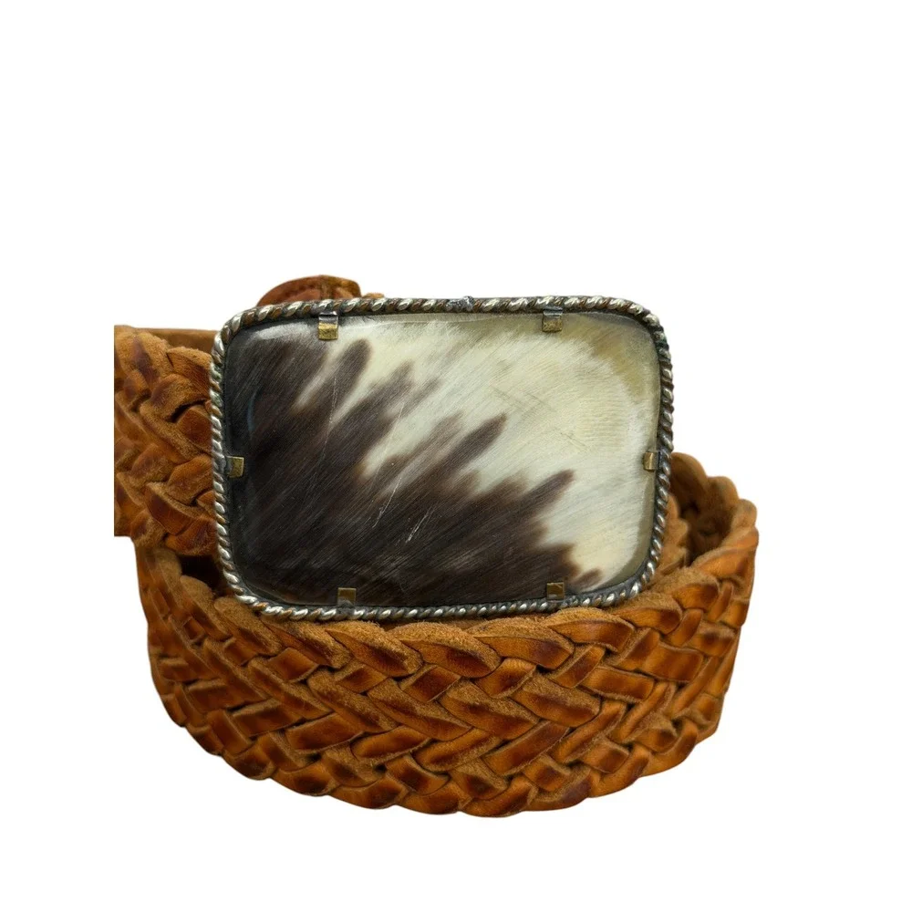 Moroccan Woven Leather Belt Women Brown Western Boho Prairie Hippie Cottage Core